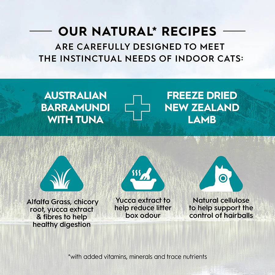 TRILOGY Barramundi Tuna and Freeze Dried Lamb Adult dry Cat Food features
