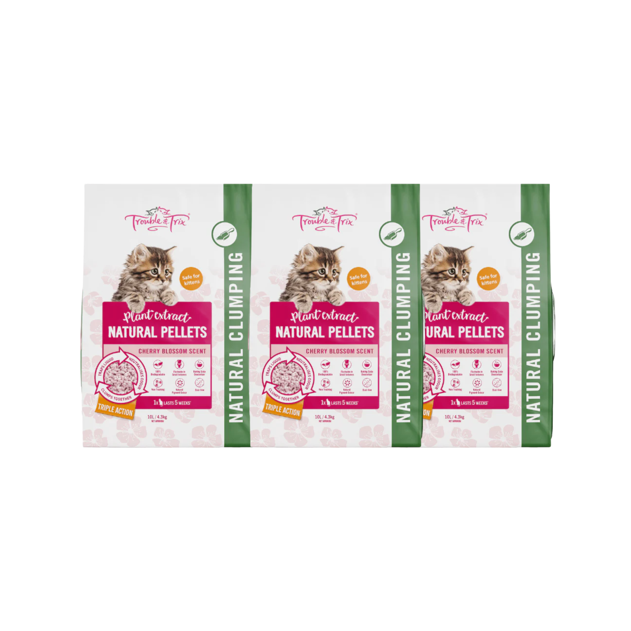 Trouble and Trix Natural Tofu Cherry Blossom Cat Litter 10L