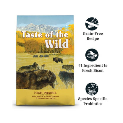 Taste of the Wild Grain Free High Prairie Bison Venison Dry Dog Food features