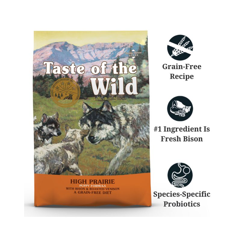 Taste of the Wild Grain Free High Prairie Bison Venison Puppy Dry Dog Food features