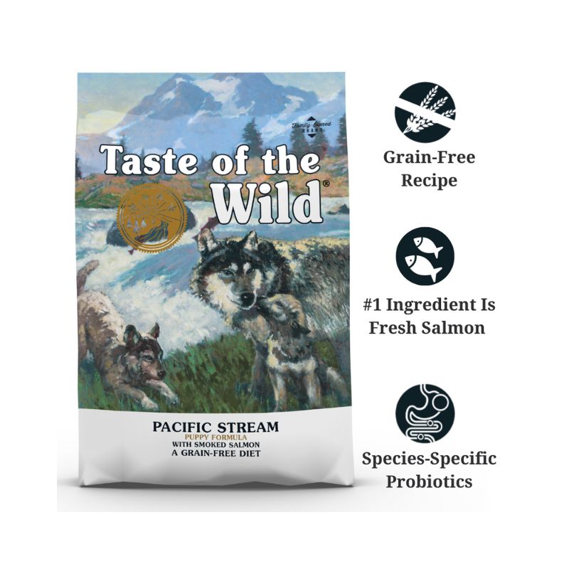 Taste of the Wild Pacific Stream Grain Free Smoked Salmon Puppy Dry Dog Food 12.2KG features