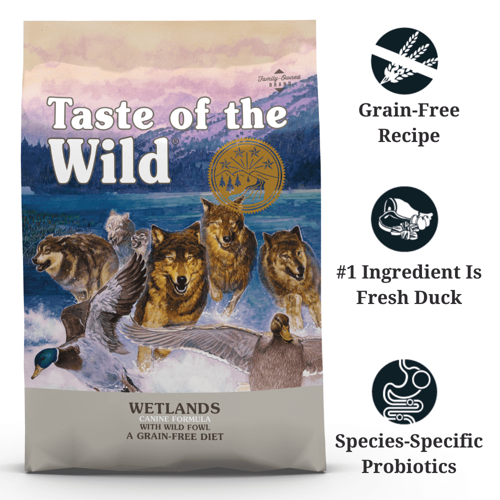 Taste of the Wild Wetlands Grain Free Roasted Fowl Dry Dog Food 12.2KG features