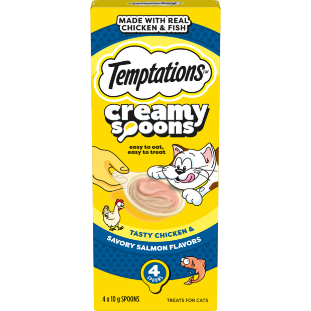 Temptations Creamy Spoons Tasty Chicken And Savoury Salmon Flavour 40g