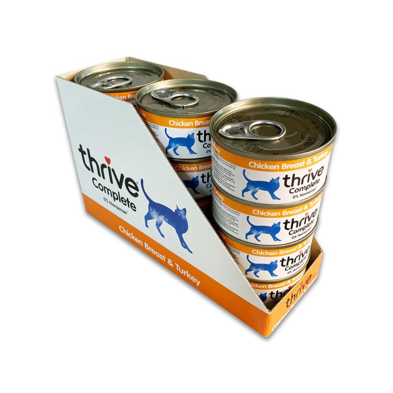 thrive complete chicken breast and turkey wet cat food 75gx12