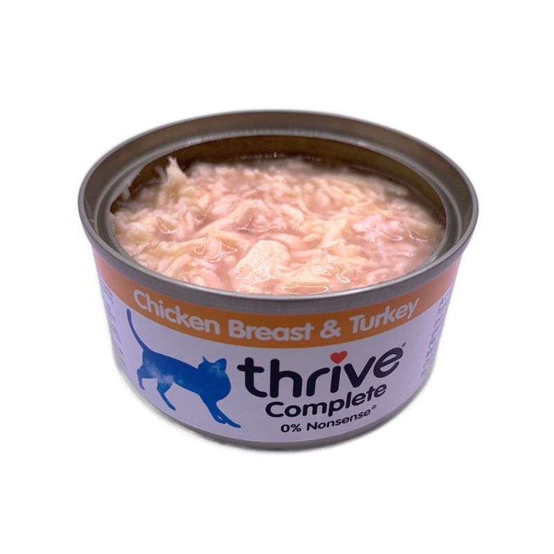 thrive complete chicken breast and turkey wet cat food display