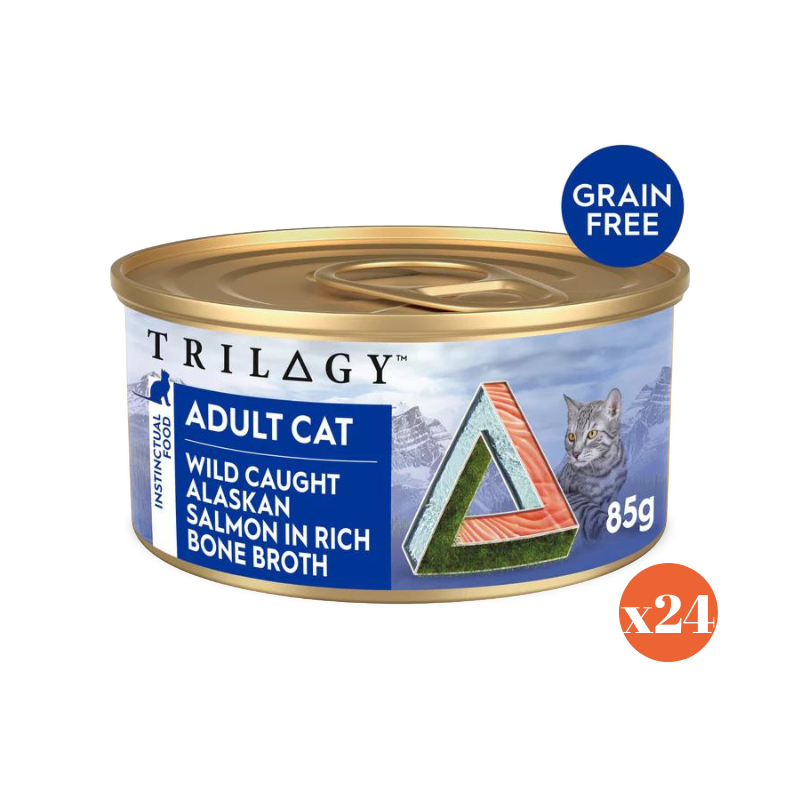 Trilogy adult cat wet food alaskan salmon in rich bone broth 85gx24