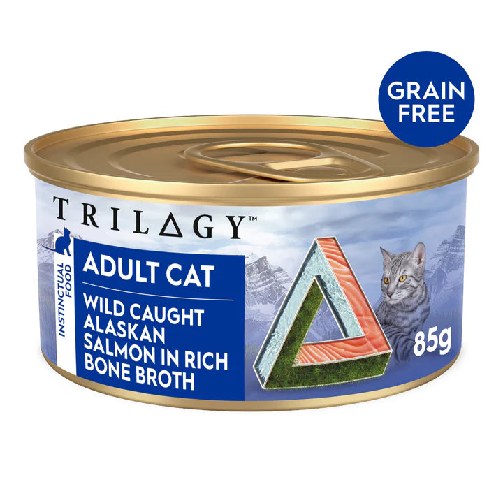 Trilogy adult cat wet food alaskan salmon in rich bone broth front