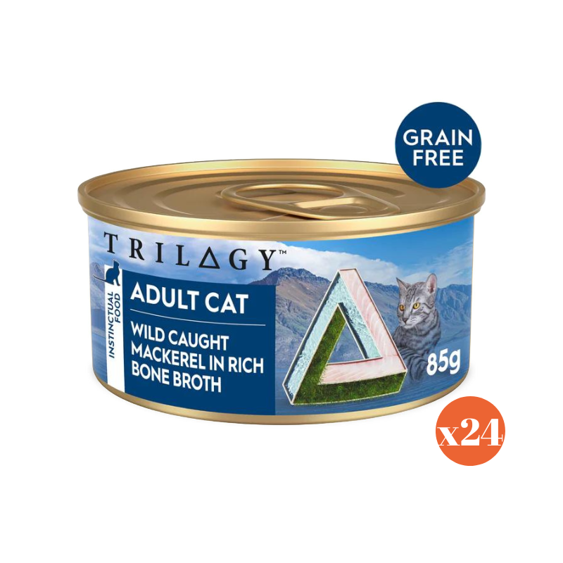 Trilogy adult cat wet food mackerel in rich bone broth