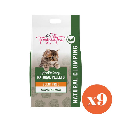 Trouble and Trix Natural Cat Litter Pellets 10L x 9 Bags *FOR NSW,SA,QLD,ACT METRO AREA ONLY*