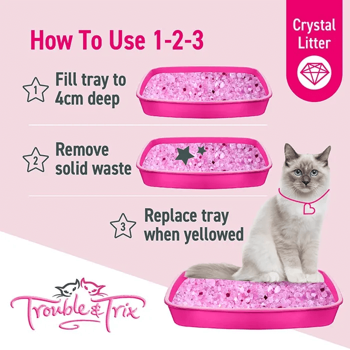 Trouble and Trix AntiBac Crystal Cat Litter 15L how to use