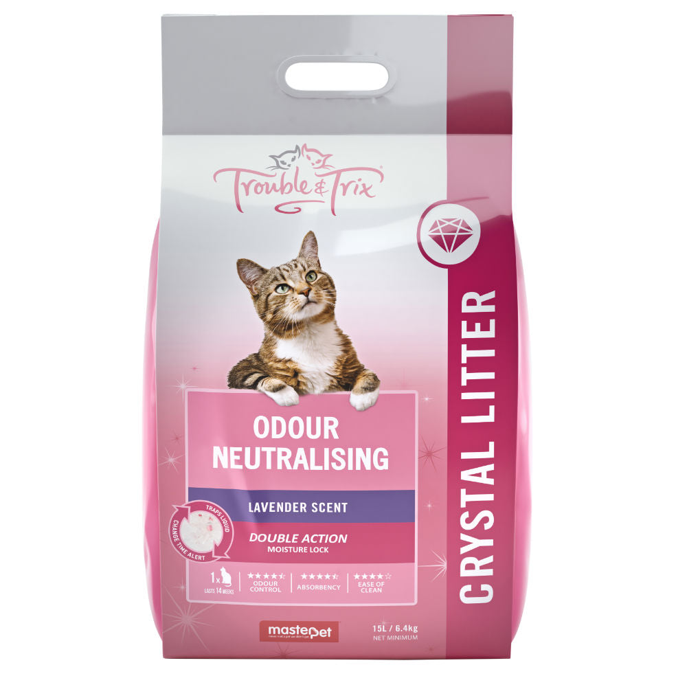 Trouble and Trix AntiBac Crystal Cat Litter Lavender 15L