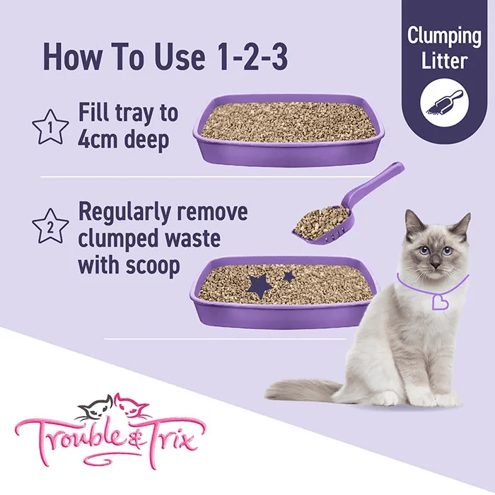 trouble and trix baking soda clumping cat litter 15L how to use