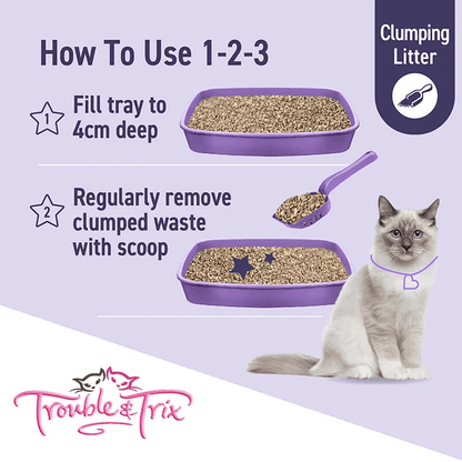 trouble and trix baking soda clumping cat litter 15L how to use