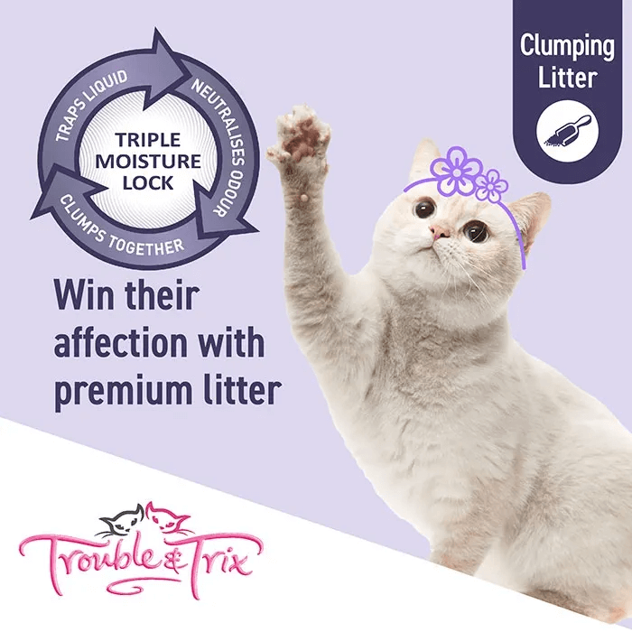 trouble and trix baking soda clumping cat litter 15L triple moisture lock