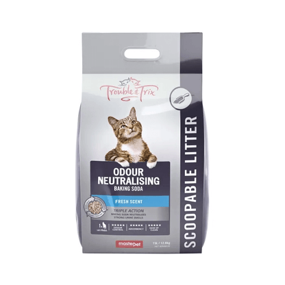 trouble and trix baking soda clumping cat litter 15L fresh scent