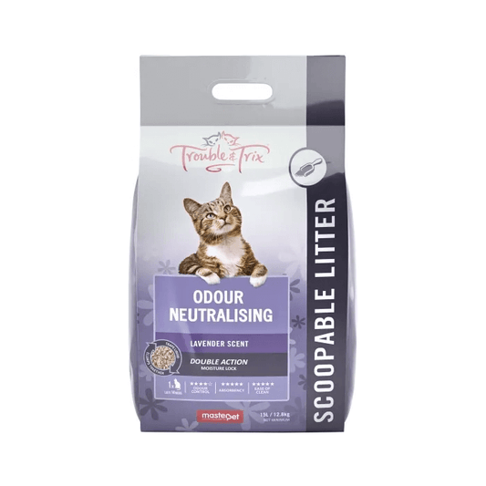 trouble and trix baking soda clumping cat litter lavender scent 15L