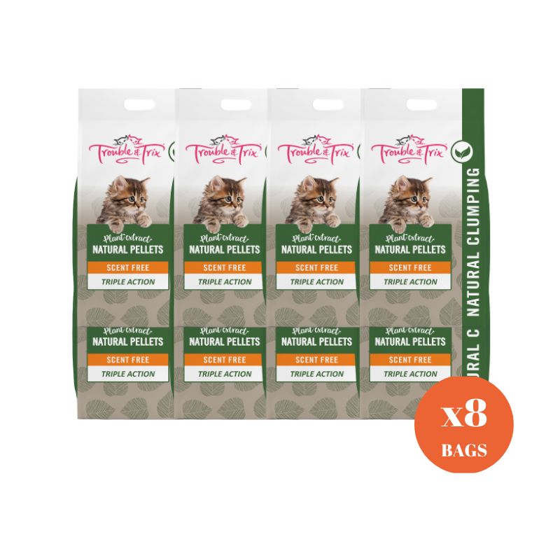 Trouble and Trix Natural Cat Litter Pellets 10L 8 bags