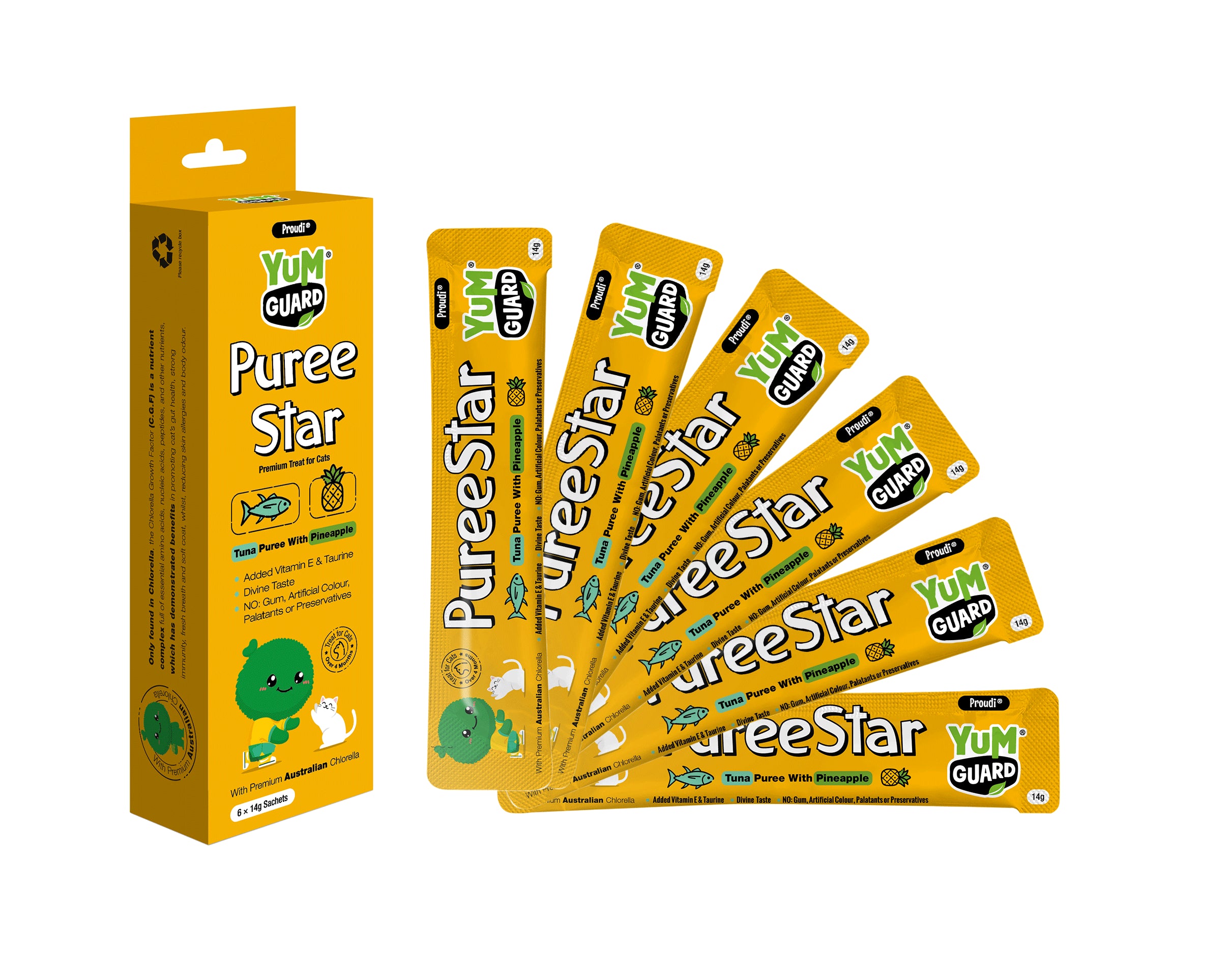YUMGUARD Puree Star Tuna with Pineapple Puree Cat Treats 14g x 6