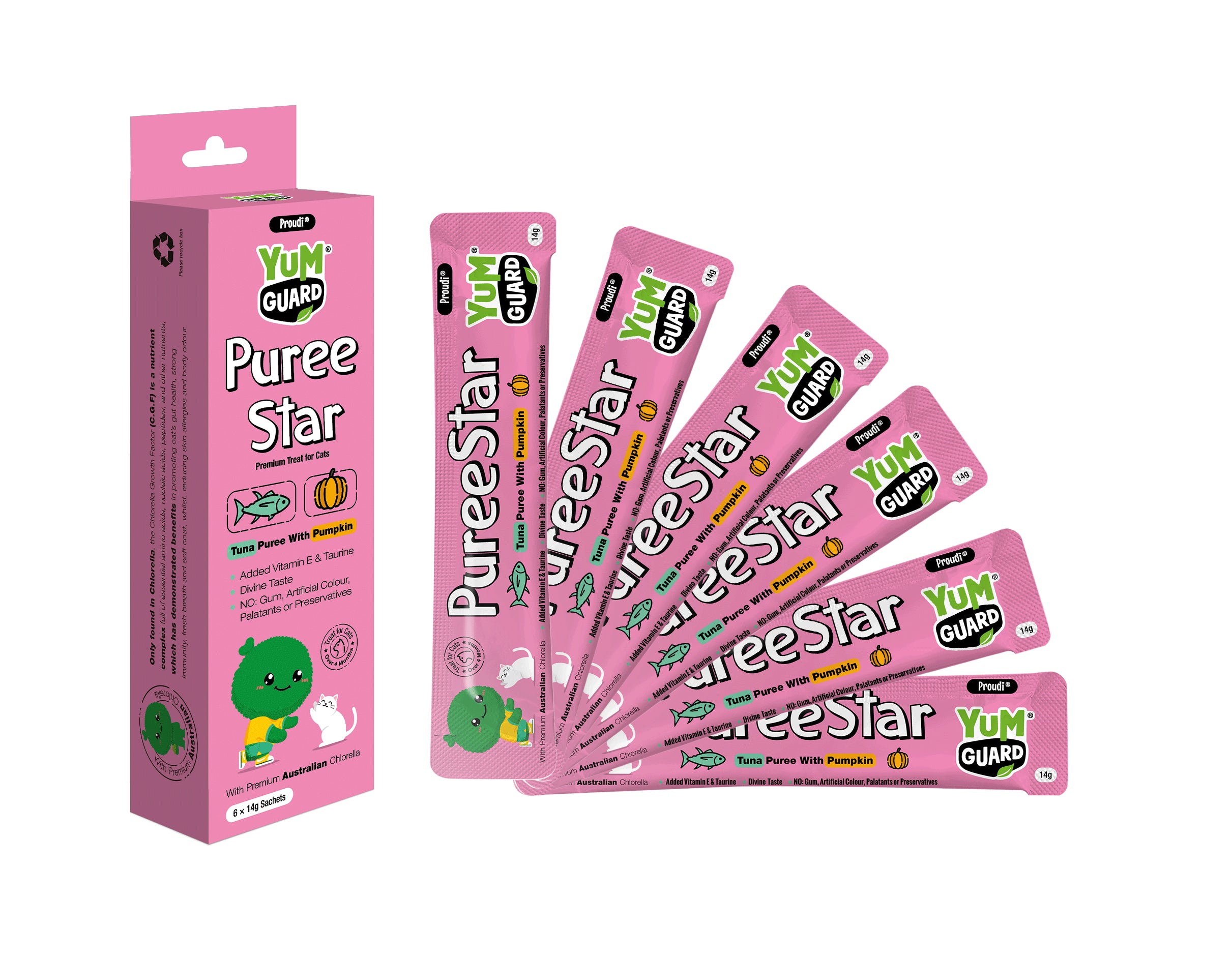YUMGUARD Puree Star Tuna with Pumpkin Puree Cat Treats 14g x 6