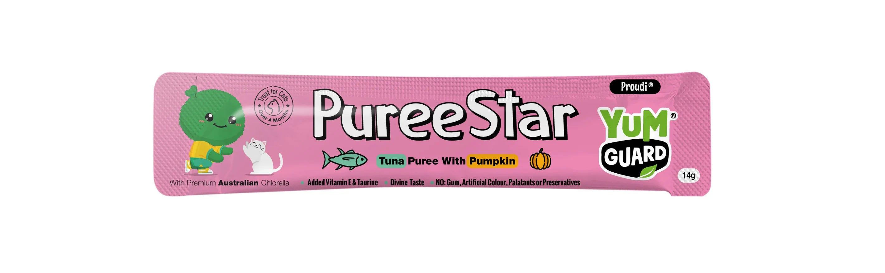 YUMGUARD Puree Star Tuna with Pumpkin Puree Cat Treats 14g x 6