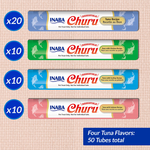 INABA Churu Tuna Varieties tubes: four tuna flavours, 50 tubes total