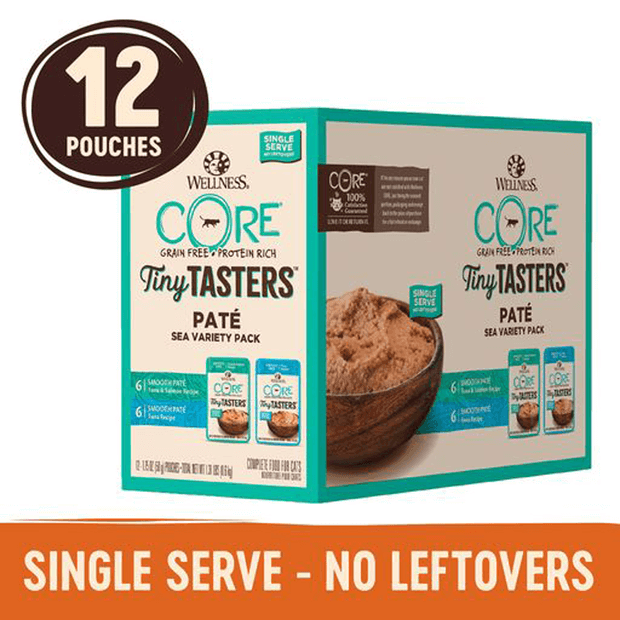 Wellness CORE Tiny Tasters Seafood Pate Variety Pack Wet Cat Food display