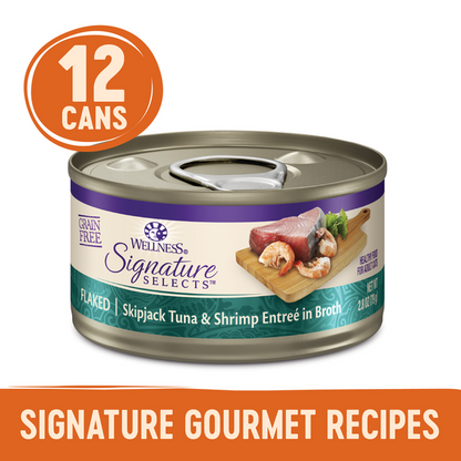 Wellness Signature Selects Flaked Tuna With Shrimp Broth Wet Cat Food 79gx12