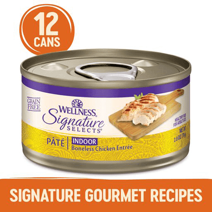 Wellness Signature Selects Pate Indoor Boneless Chicken Entree Wet Cat Food 79gx12