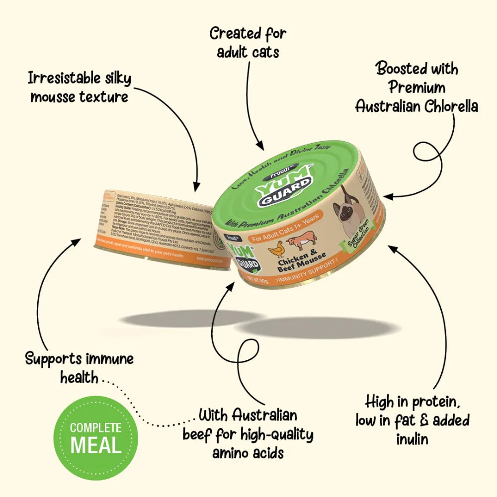 YUMGUARD Immunity Support Chicken & Beef Adult Wet Cat Food features