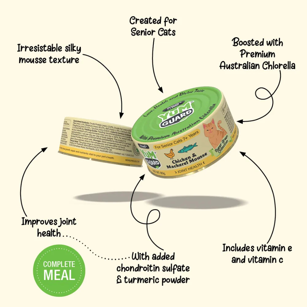 YUMGUARD Joint Health Chicken & Mackerel Senior 7+ Wet Cat Food features