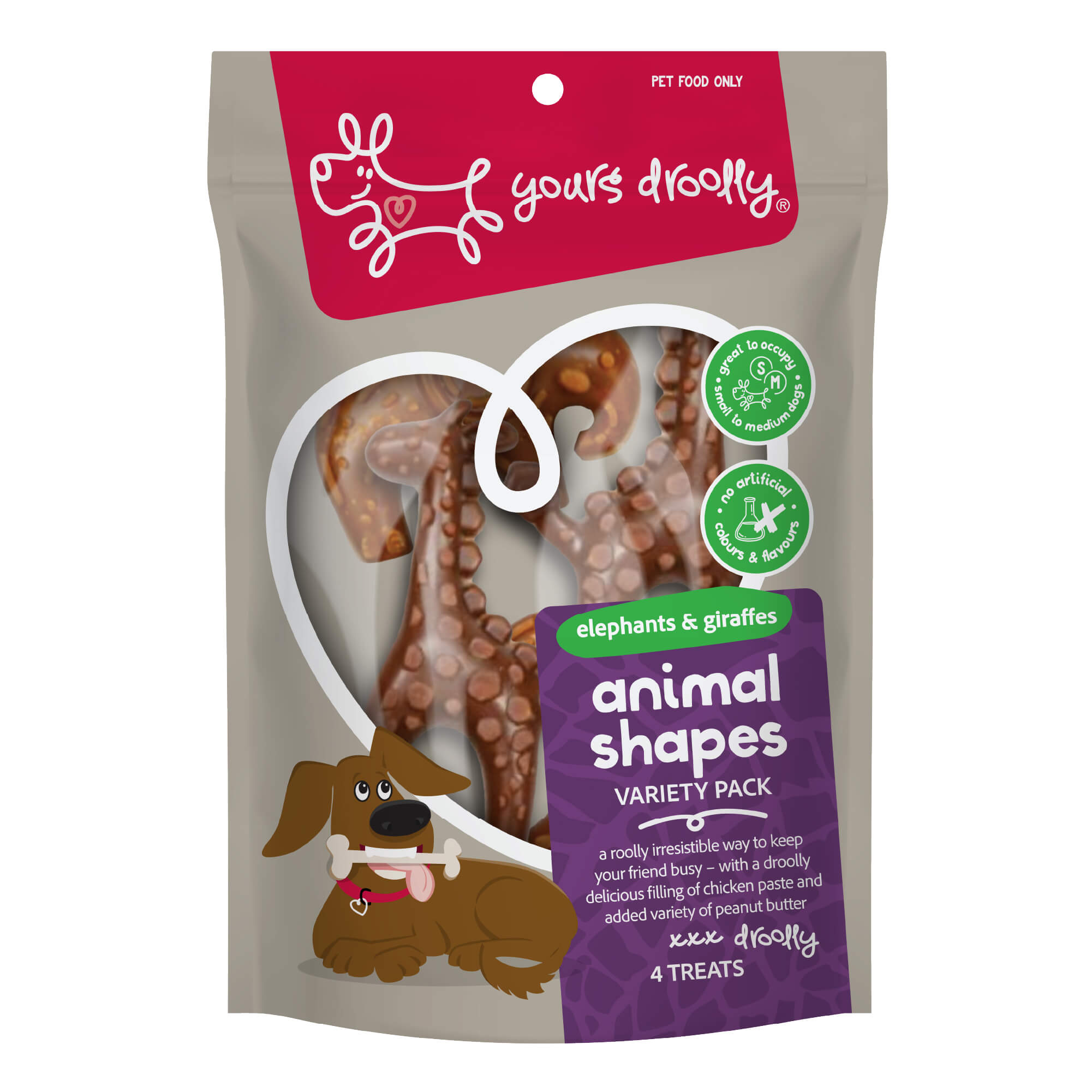 Yours Droolly Animals Variety with Chicken Paste dog treat 4PK