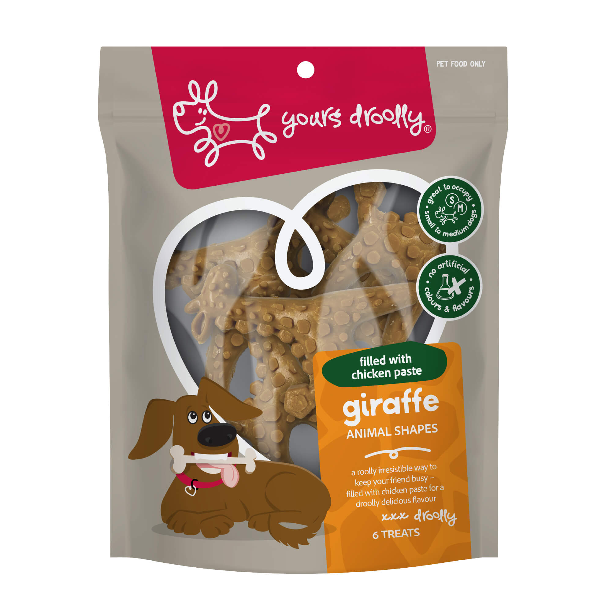 Yours Droolly Giraffes animal shape wtih Chicken Paste dog treat 6PK