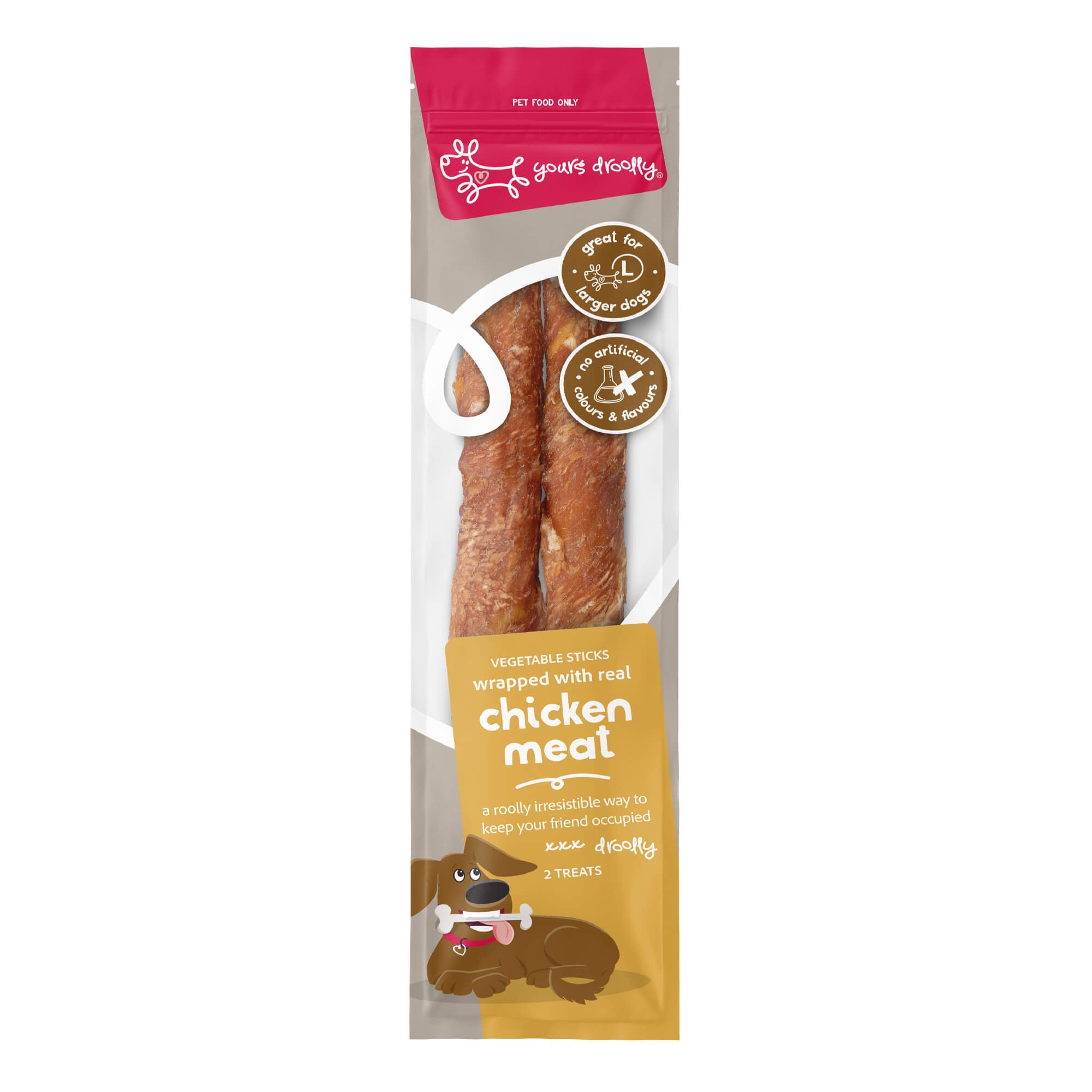 Yours Droolly Chicken Wrapped Sticks Dog Treat large two pack