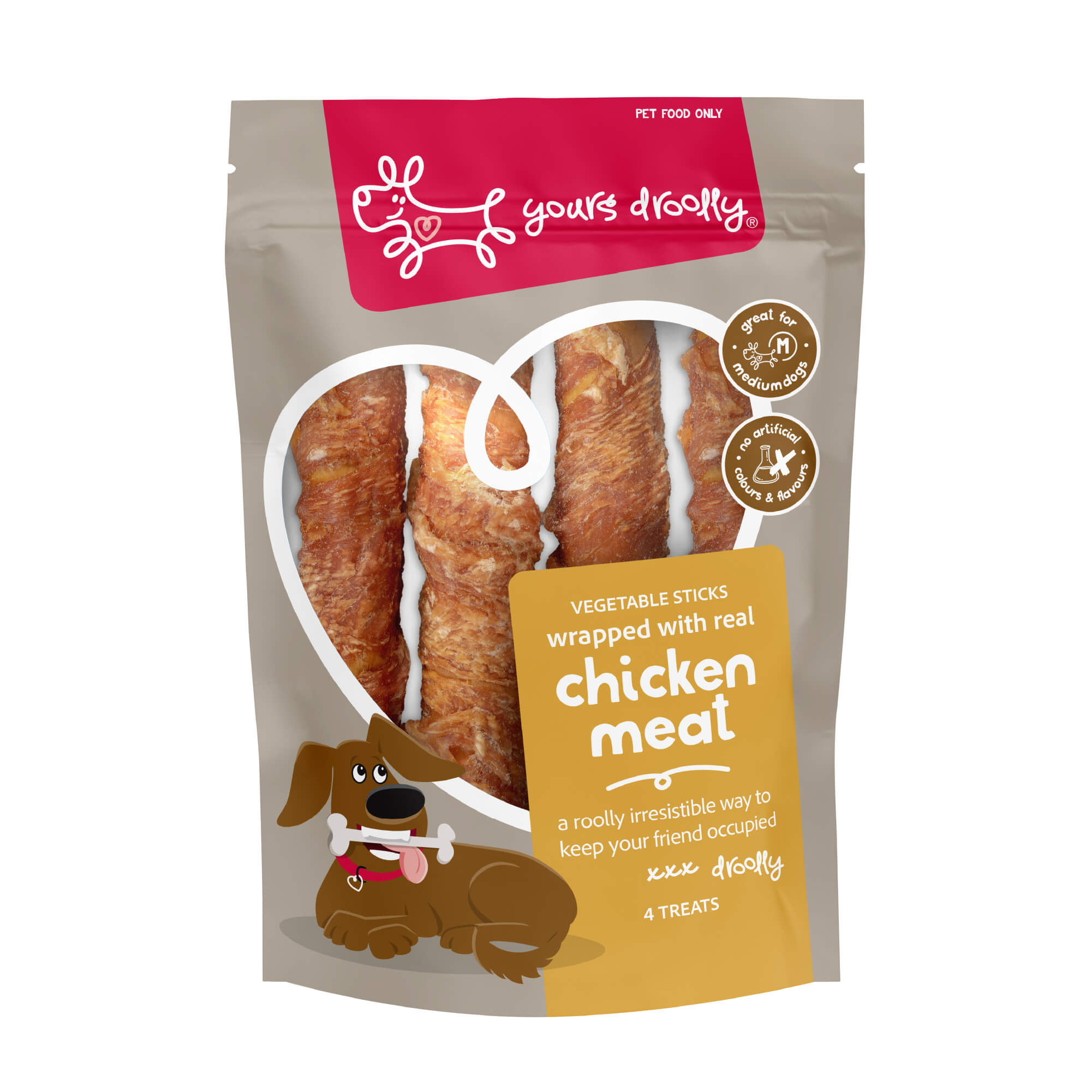 Yours Droolly Chicken Wrapped Sticks Dog Treat medium 4 pack