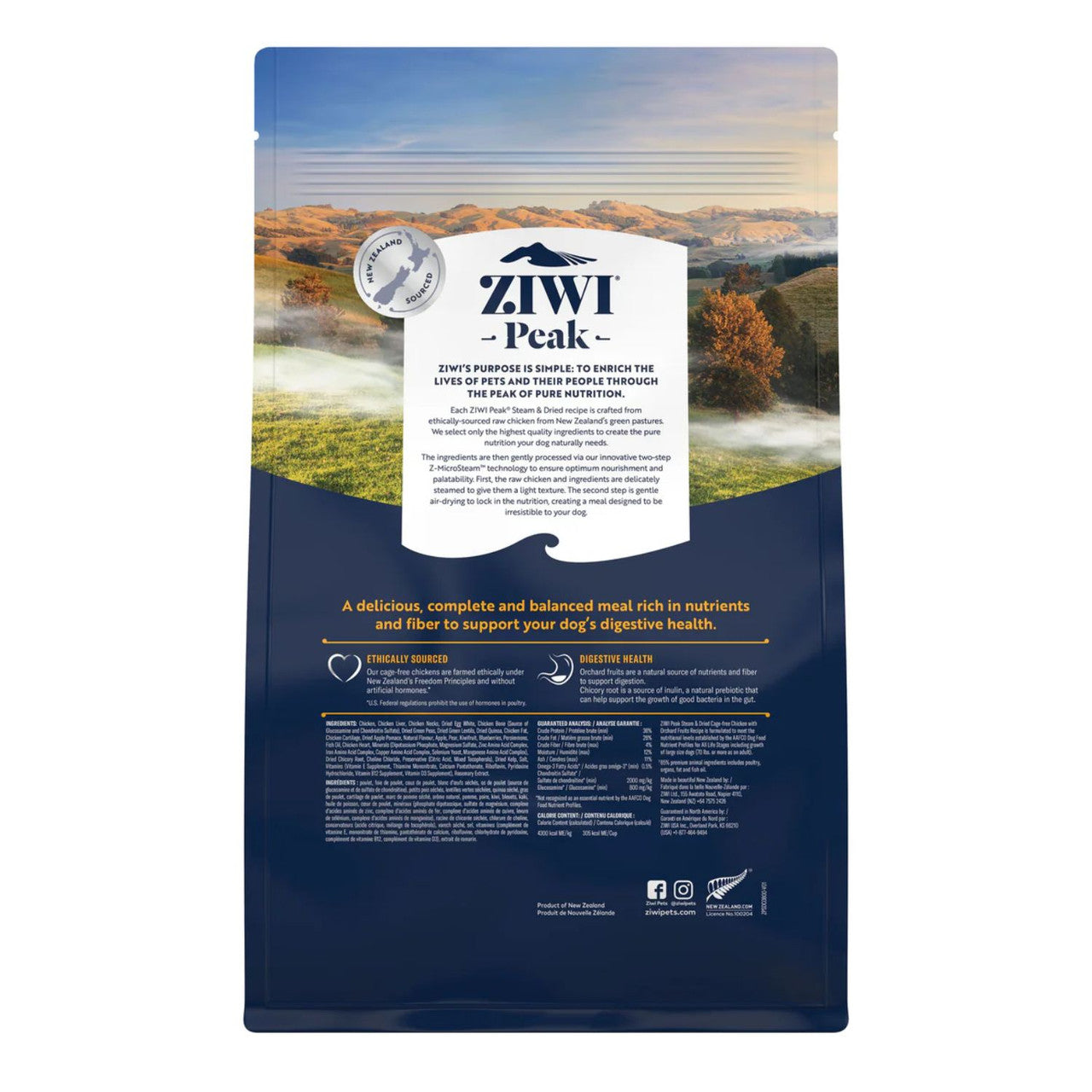 Ziwi Peak Steam and Dried Chicken with Orchard Fruits Dry Dog Food back