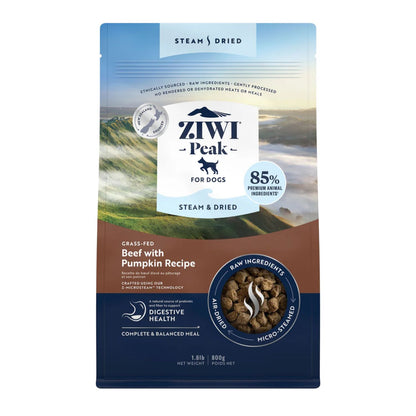 Ziwi Peak Steam and Dried Grass Fed Beef with Pumpkin Dry Dog Food front