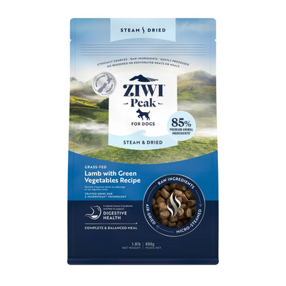 Ziwi Peak Steam and Dried Grass-Fed Lamb with Green Vegetables Dry Dog Food front