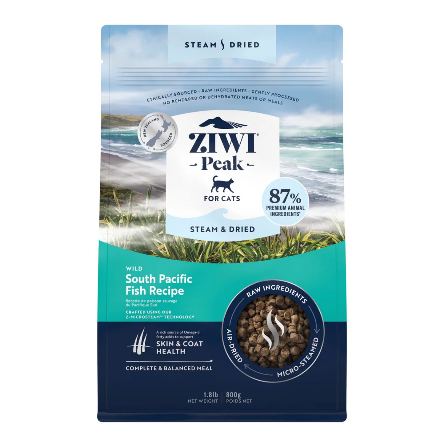 Ziwi Peak Steam and Dried Wild South Pacific Fish Dry Cat Food front