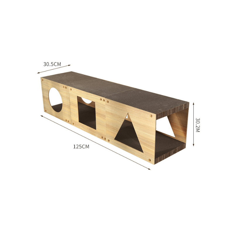 cardboard tunnel cat scratcher with hideaway openings for indoor cats size measurement