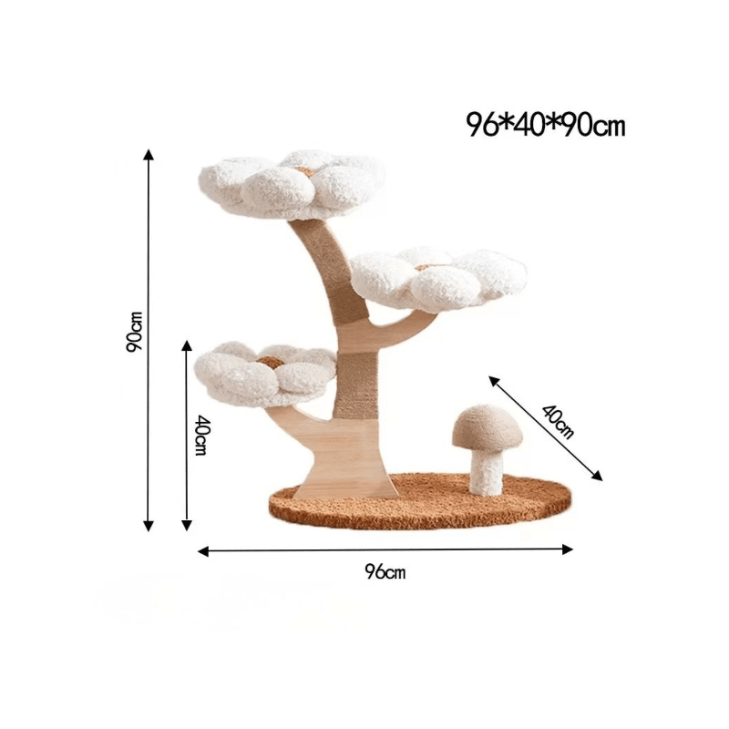 ADS Pet Flower Series white 3-tier cat tree dimensions with sisal scratching post
