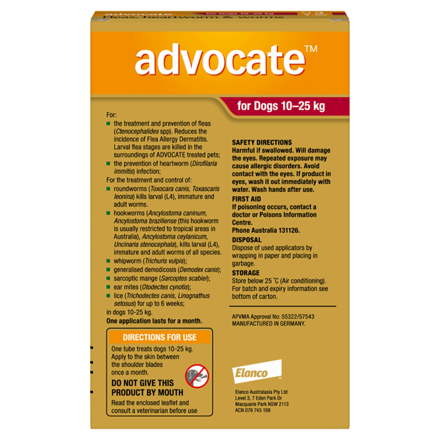 Advocate Flea & Worming Large Dog Red 3 PACK