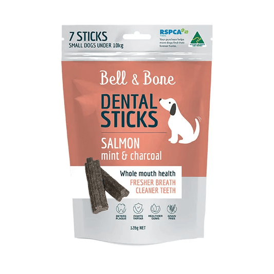 Bell & Bone Dental Stick Salmon, Mint, and Charcoal small Dog Treat 7 Pack