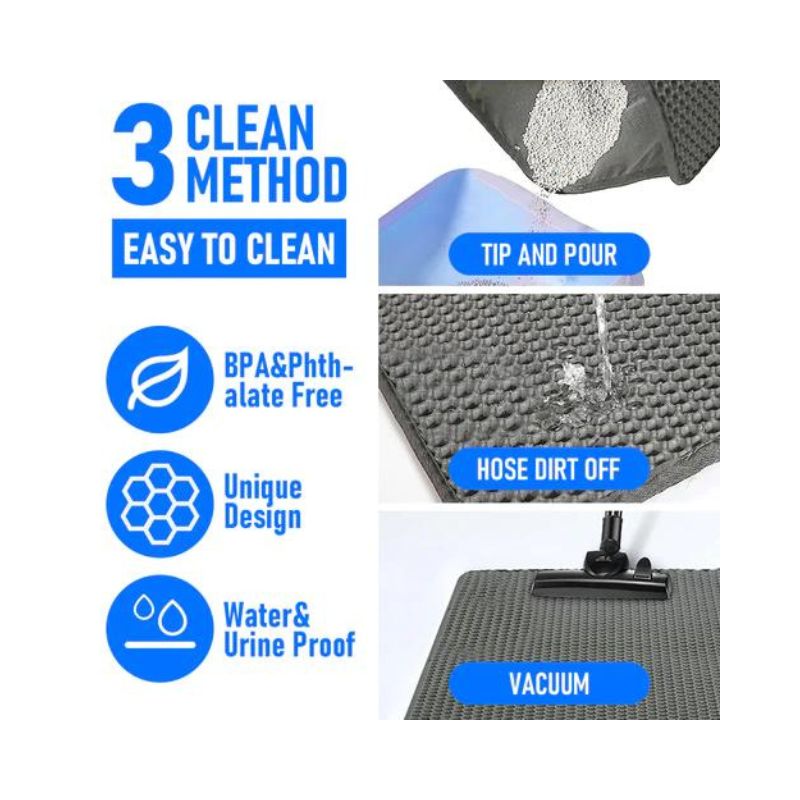 BELOVED PET Double Layer Cat Litter Mat Black - 45x60cm features
