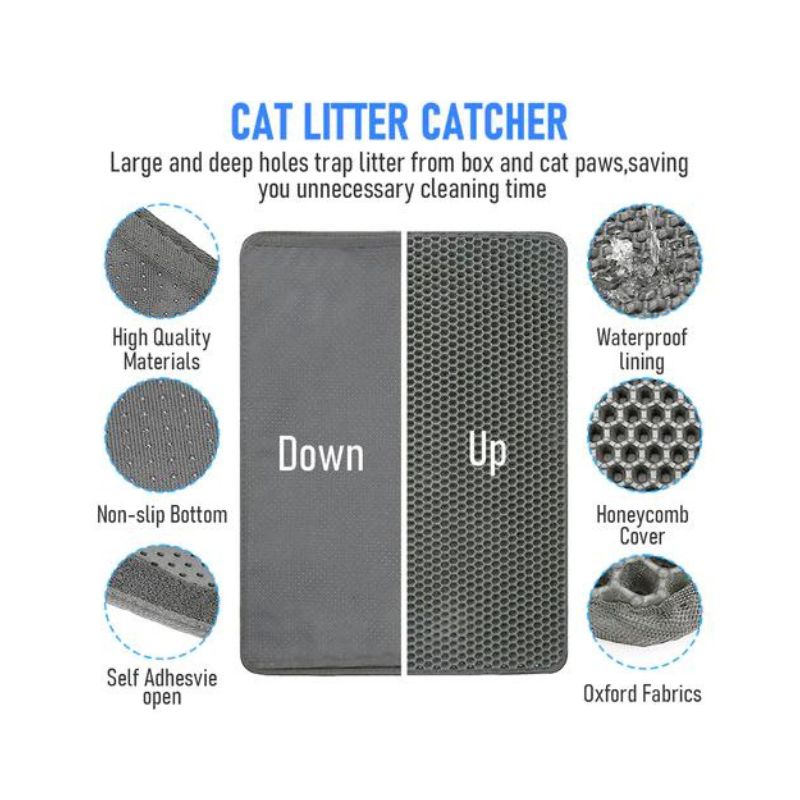 BELOVED PET Double Layer Cat Litter Mat Black - 55x75cm features