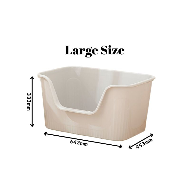 BELOVED PET Open Cat Litter Tray Large Gray