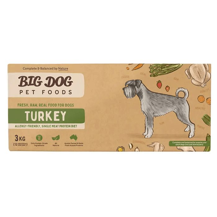 Big Dog Barf Single Protein Turkey Raw Dog Food 3KG ADS Pet Store