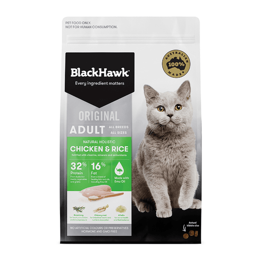 BLACK HAWK Chicken & Rice Dry Cat Food 8KG
