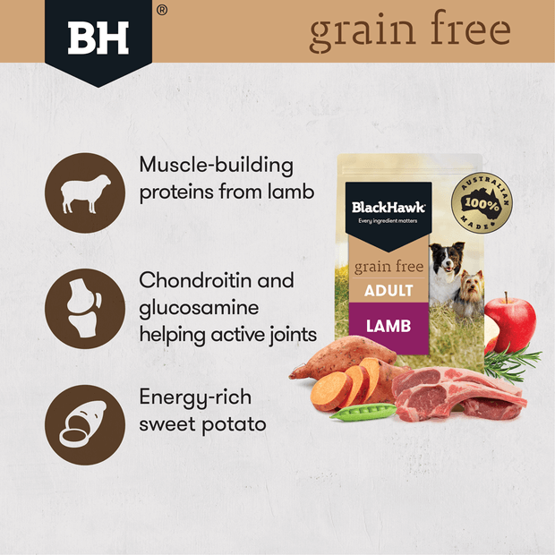  BLACK HAWK Grain Free Dry Dog Food Lamb 15KG features