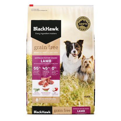  BLACK HAWK Grain Free Dry Dog Food Lamb 15KG