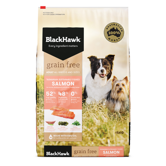 BLACK HAWK Grain Free Dry Dog Food Salmon 15KG